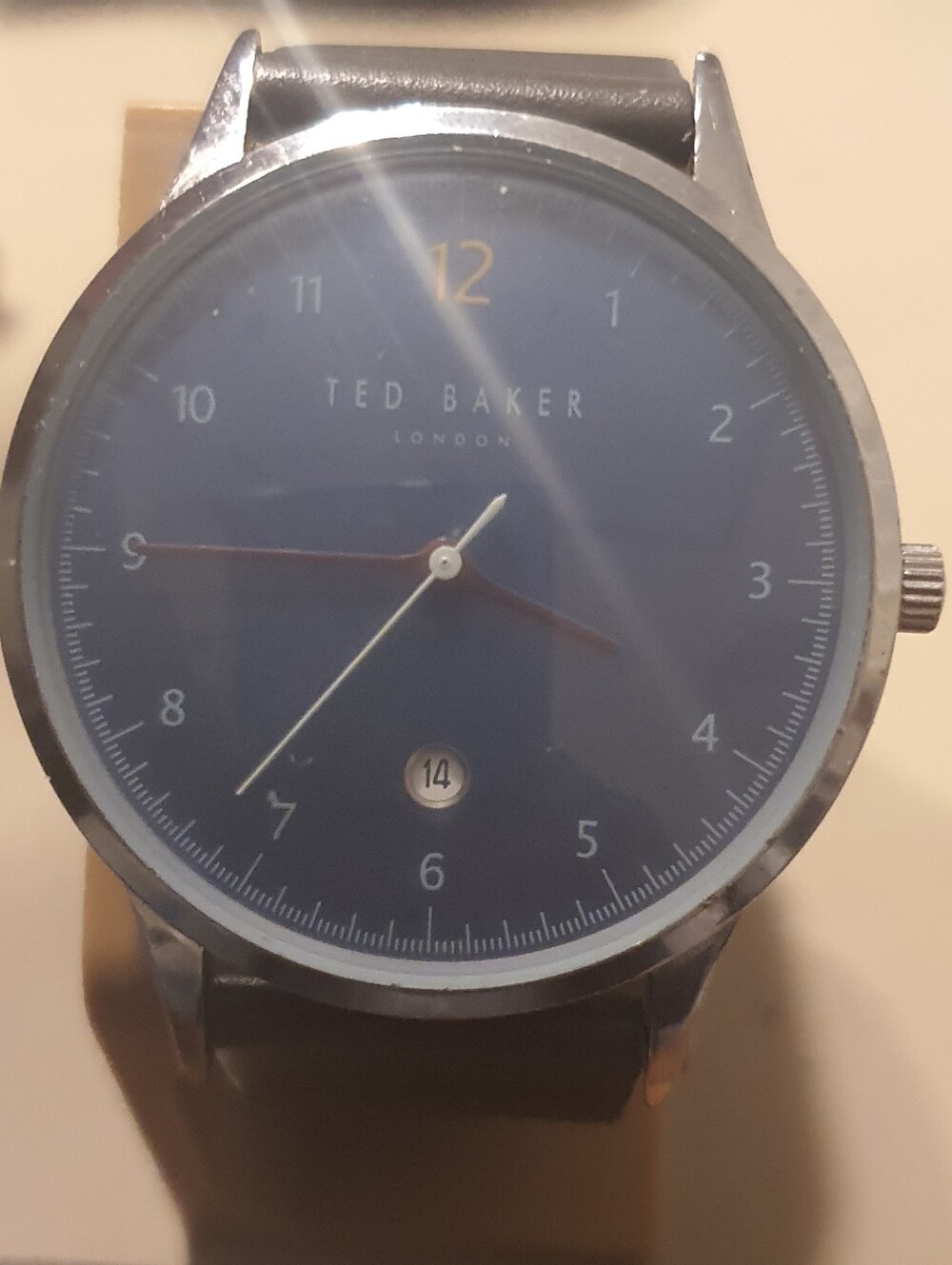 Ted Baker London Silver/Blue Leather Men's Watch w/Date